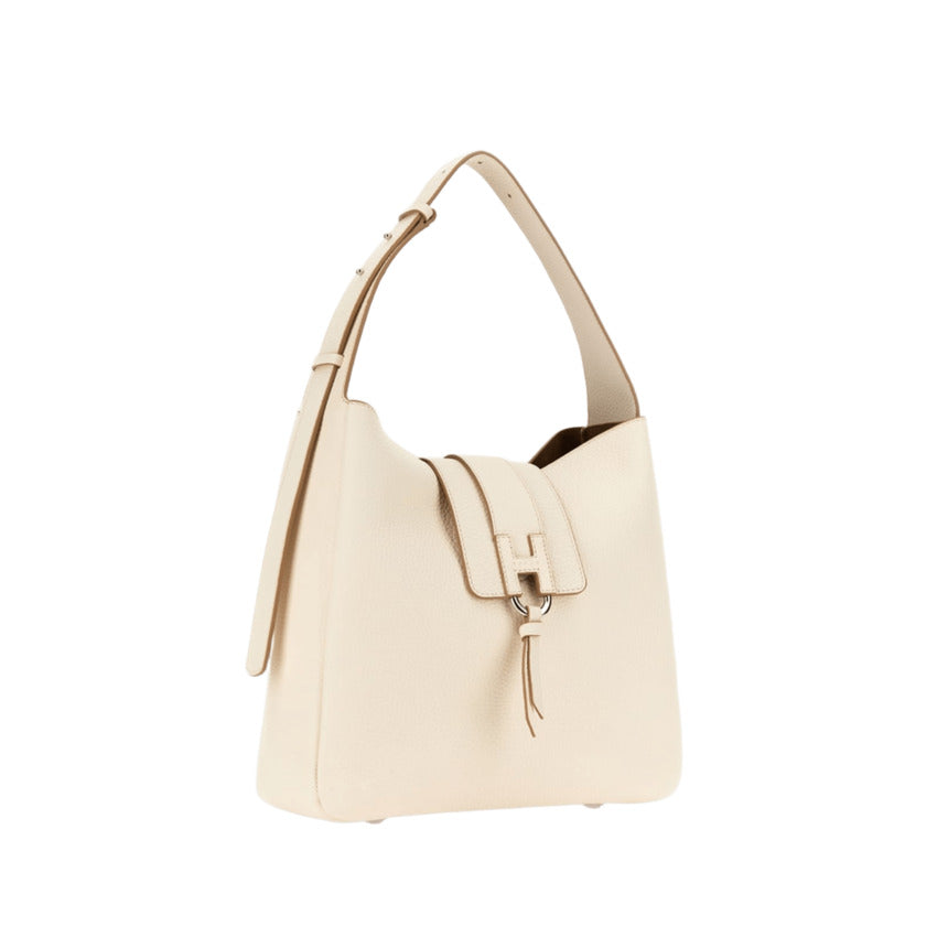 Ivory Hobo Bag with Flap Closure