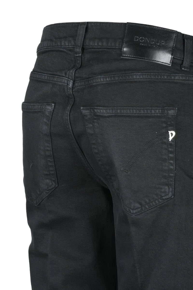 Straight-Leg Black Denim Jeans