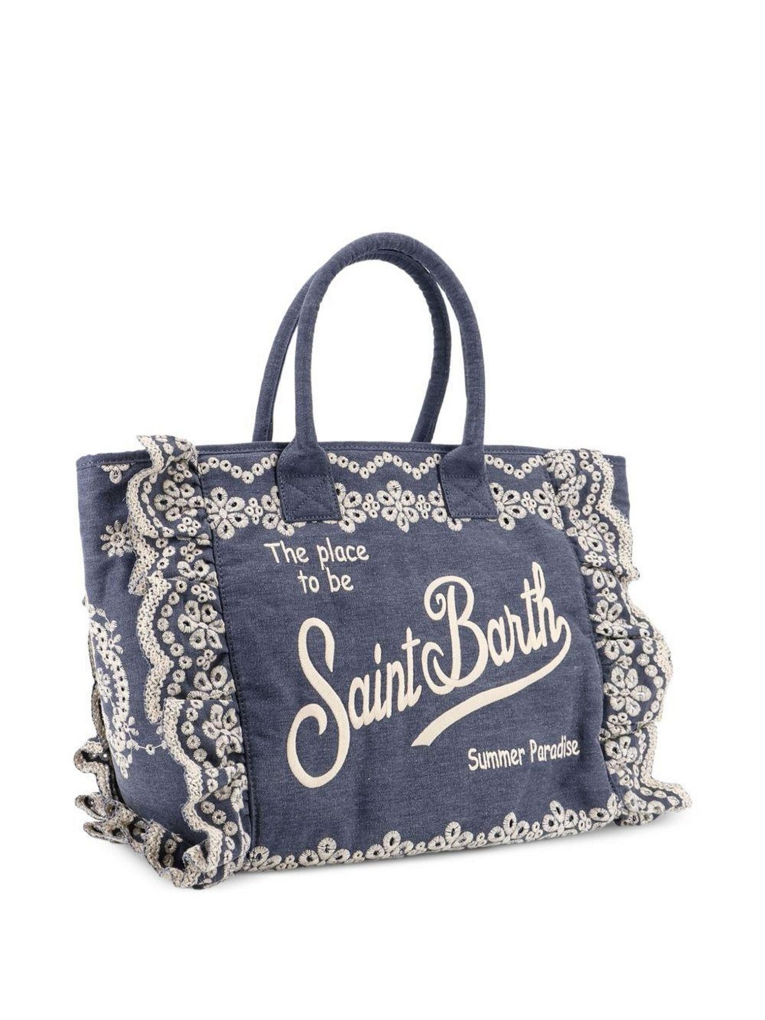 Intricate Lace-Embroidered Rectangular Tote Bag