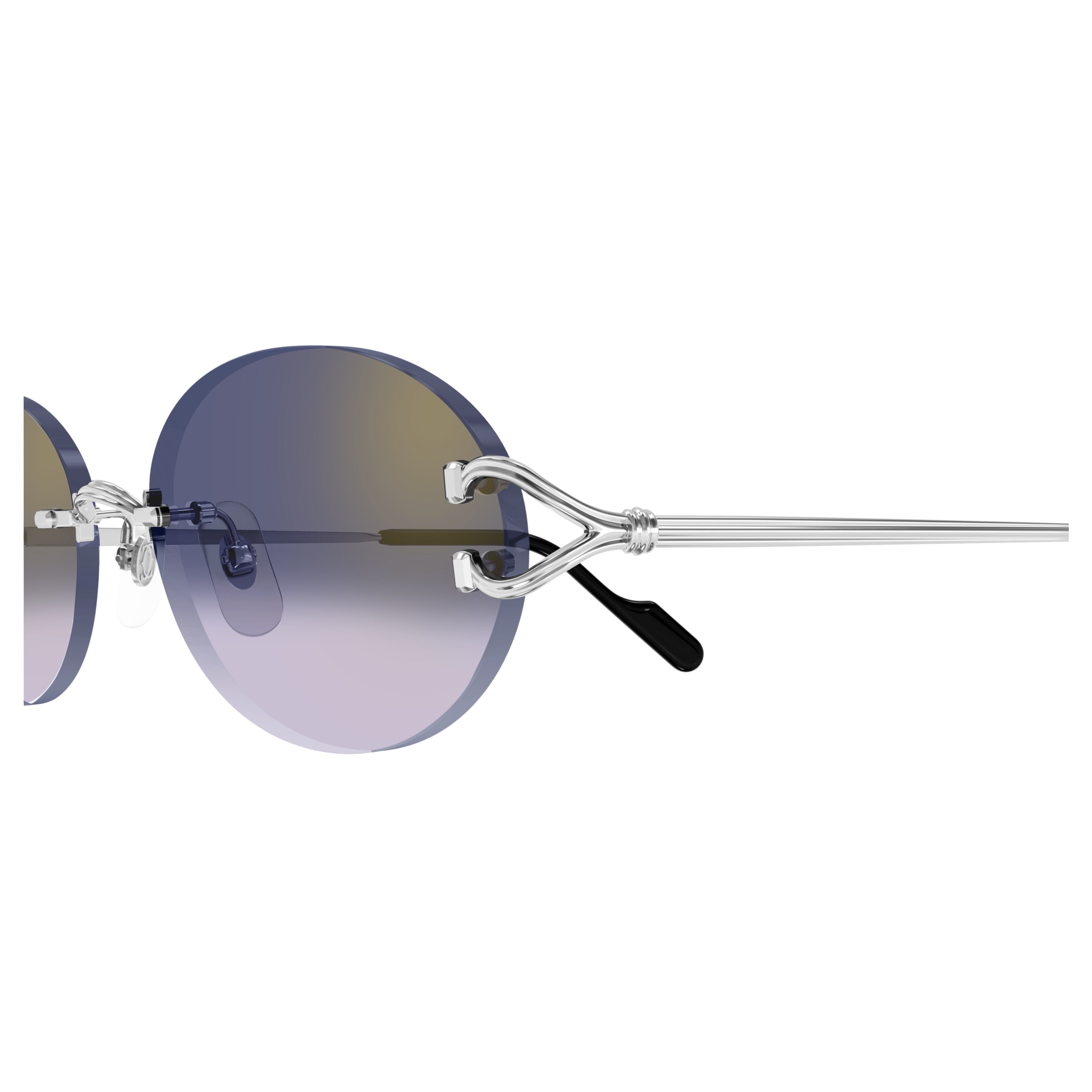 Rimless Oval Gradient Sunglasses With Sleek Silver Temples