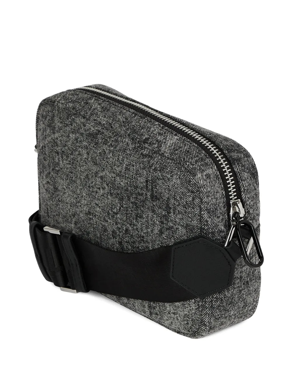 Textured Grey Fabric Borsello Crossbody Bag
