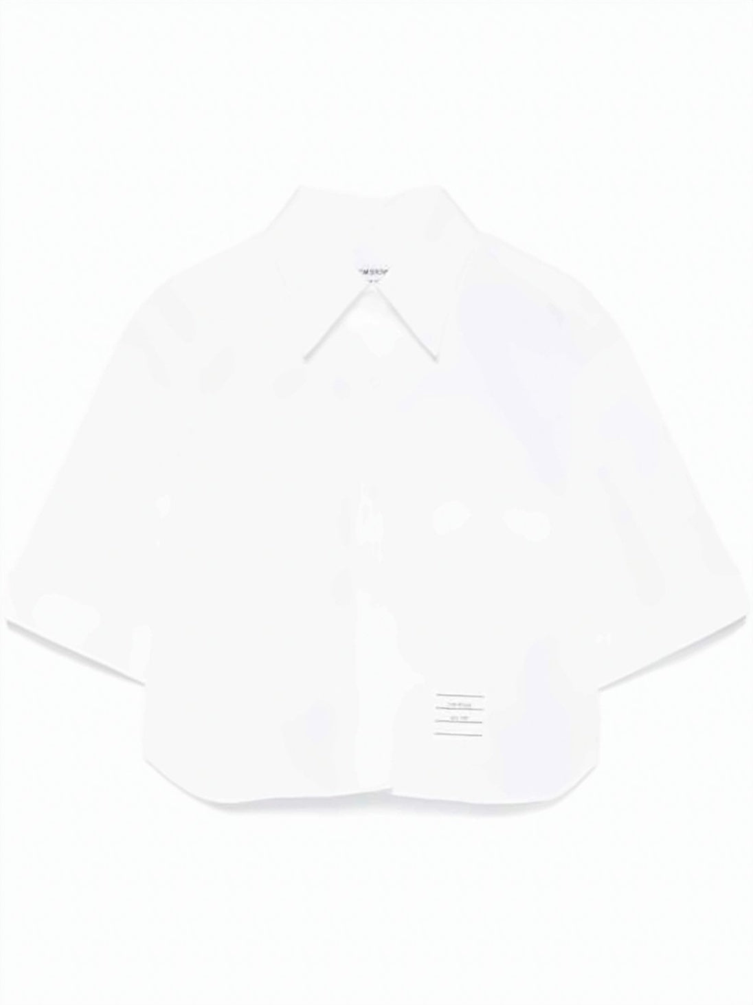 Cropped Short Sleeve Oxford Shirt With Classic Collar