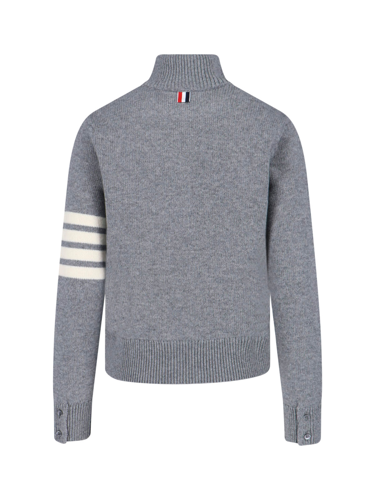 Grey Wool Zip Sweater 4-Bar Detail