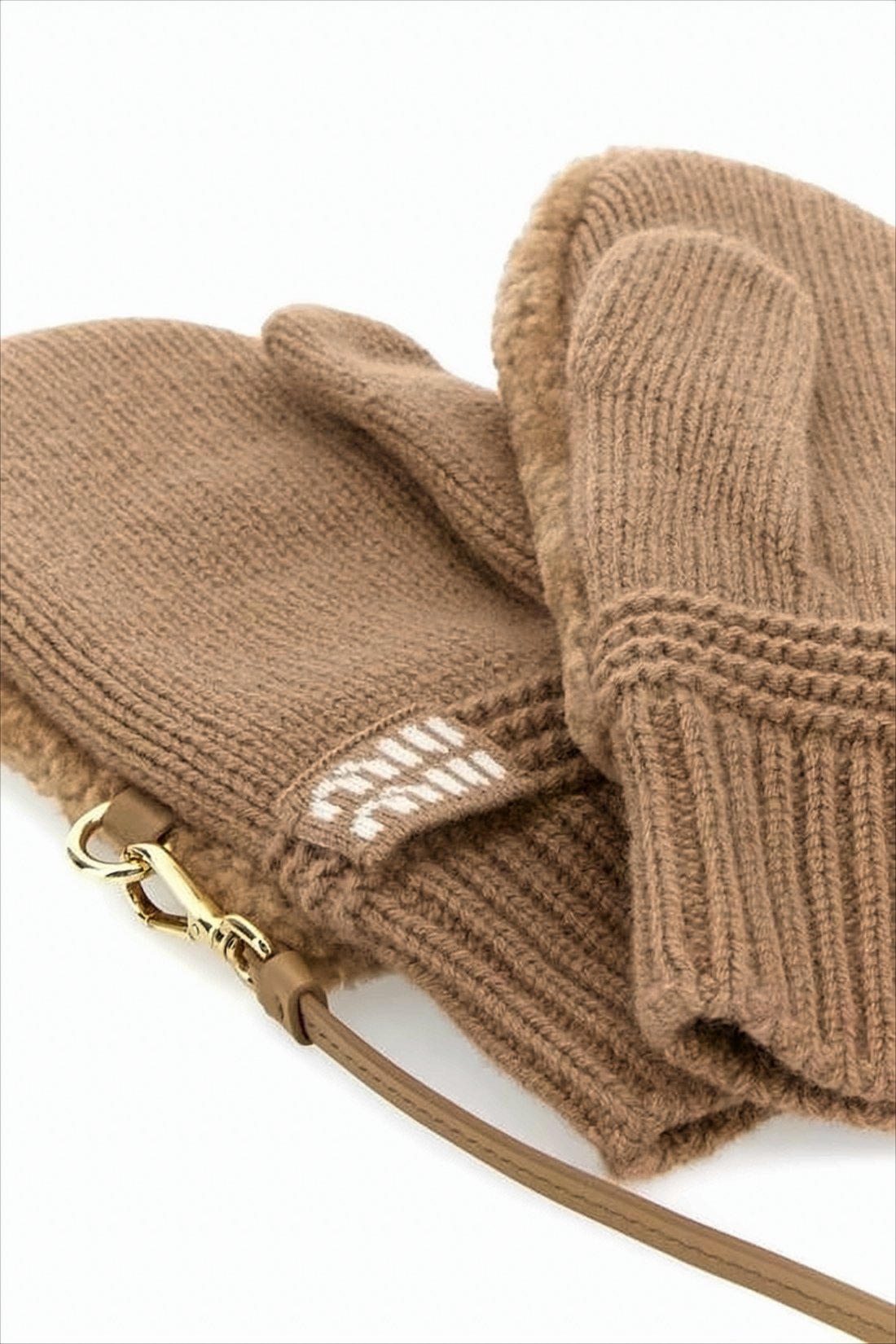 Plush Wool-Cashmere Mittens with Ribbed Knit Cuff