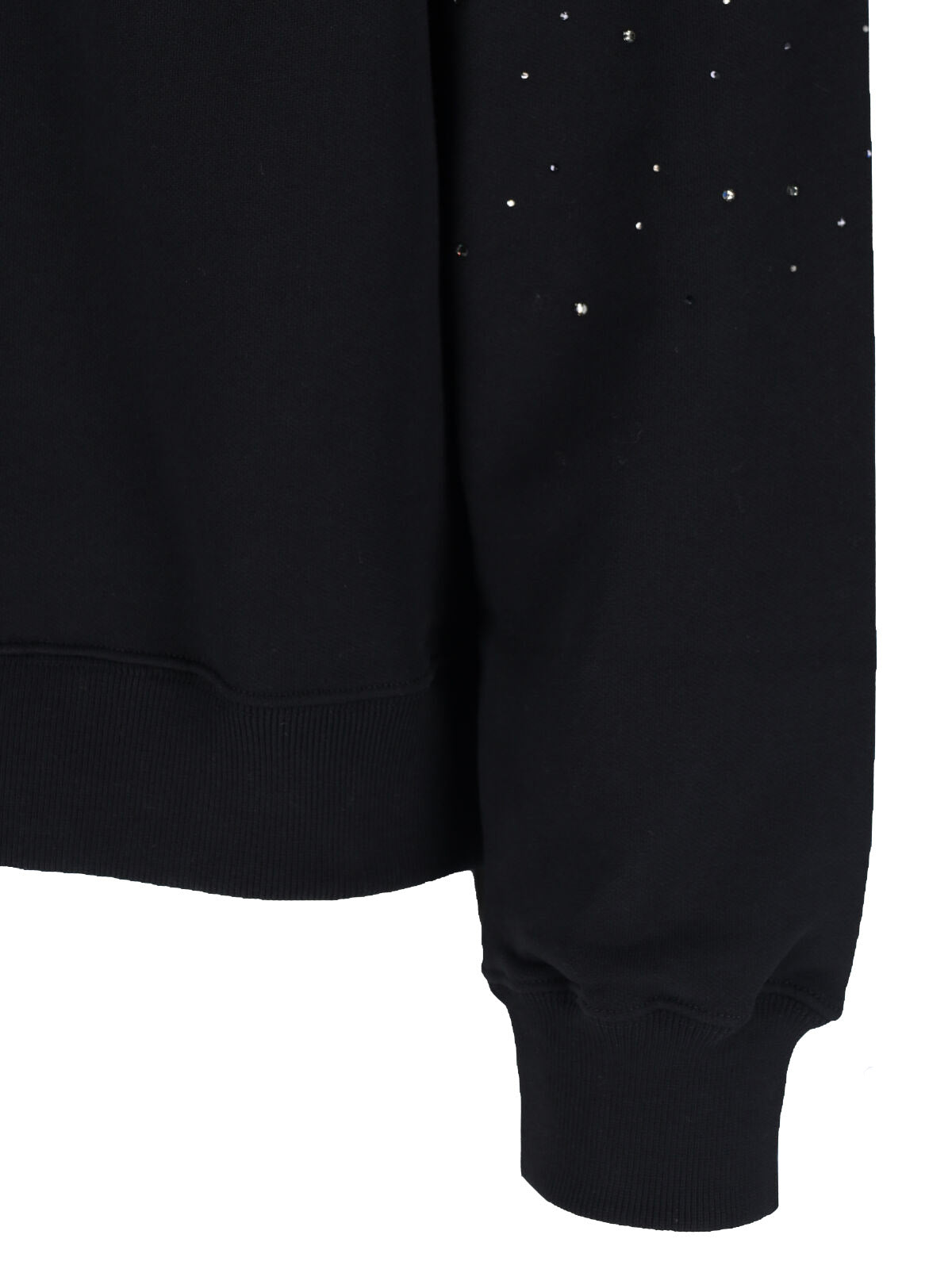 Black Cotton Logo Sweatshirt with Strass