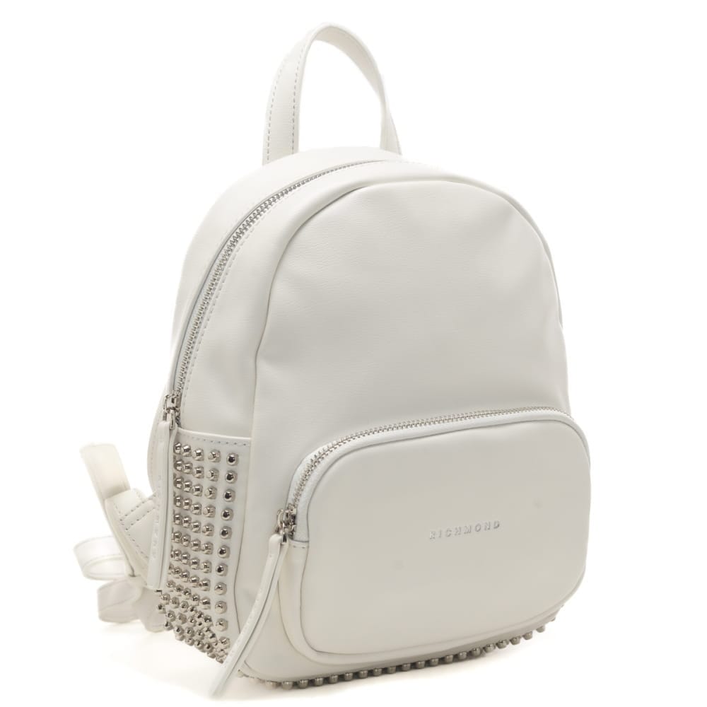 Compact Matte-Finish Backpack with Metallic Stud Details