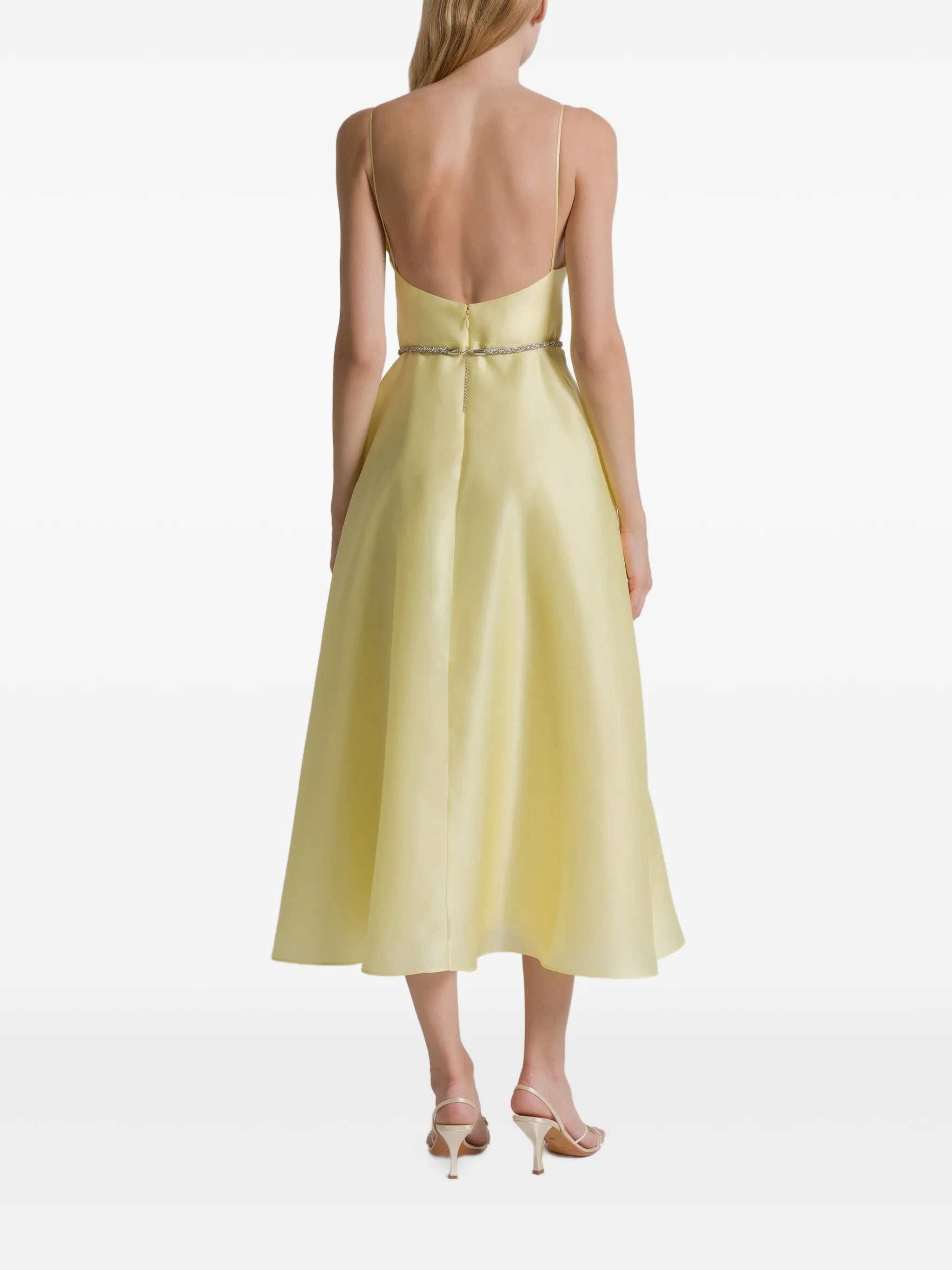 Black Abito Midi Flared Silk Dress