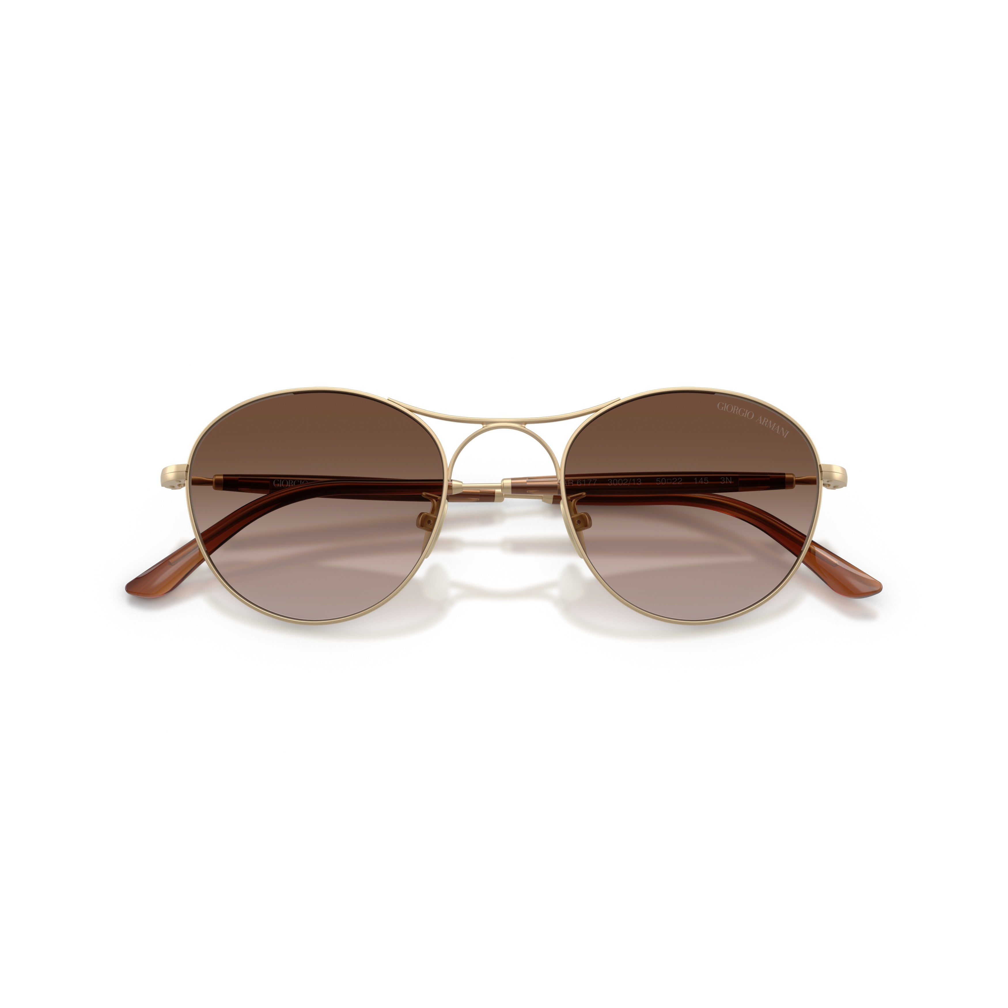 0ar6177 Round Gradient Brown Sunglasses with Gold-Tone Steel Frame