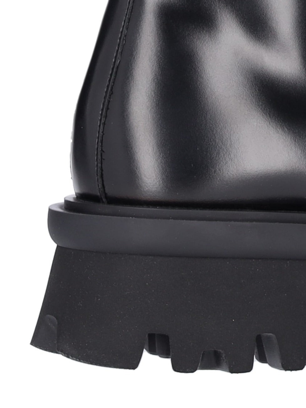 Glossy Black Leather Combat Boots