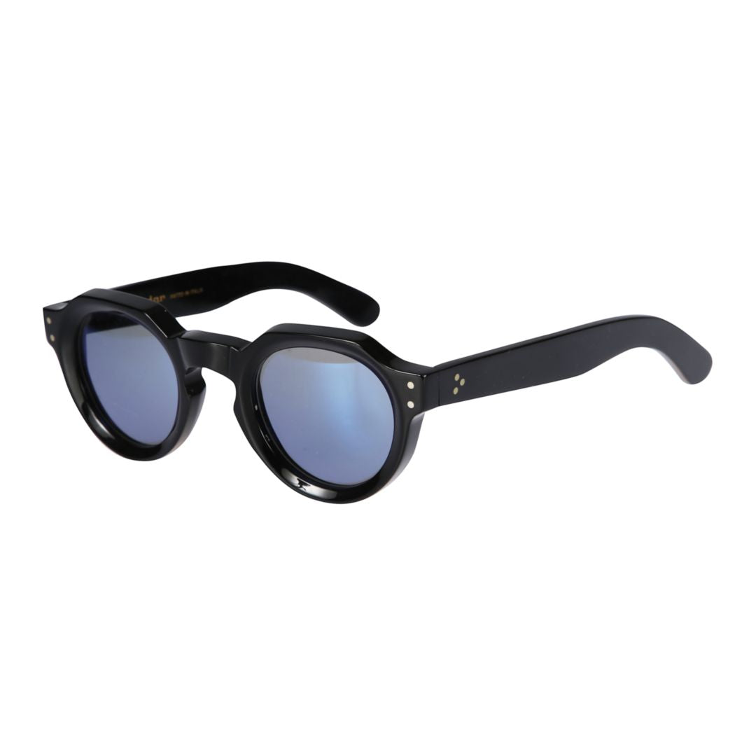 Spike Glossy Black Rounded Frame Sunglasses with Gradient Lenses