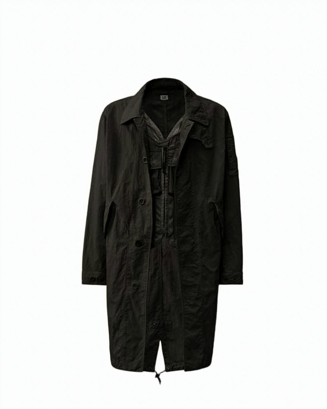 Black Long Silhouette Lightweight Polyamide Jacket