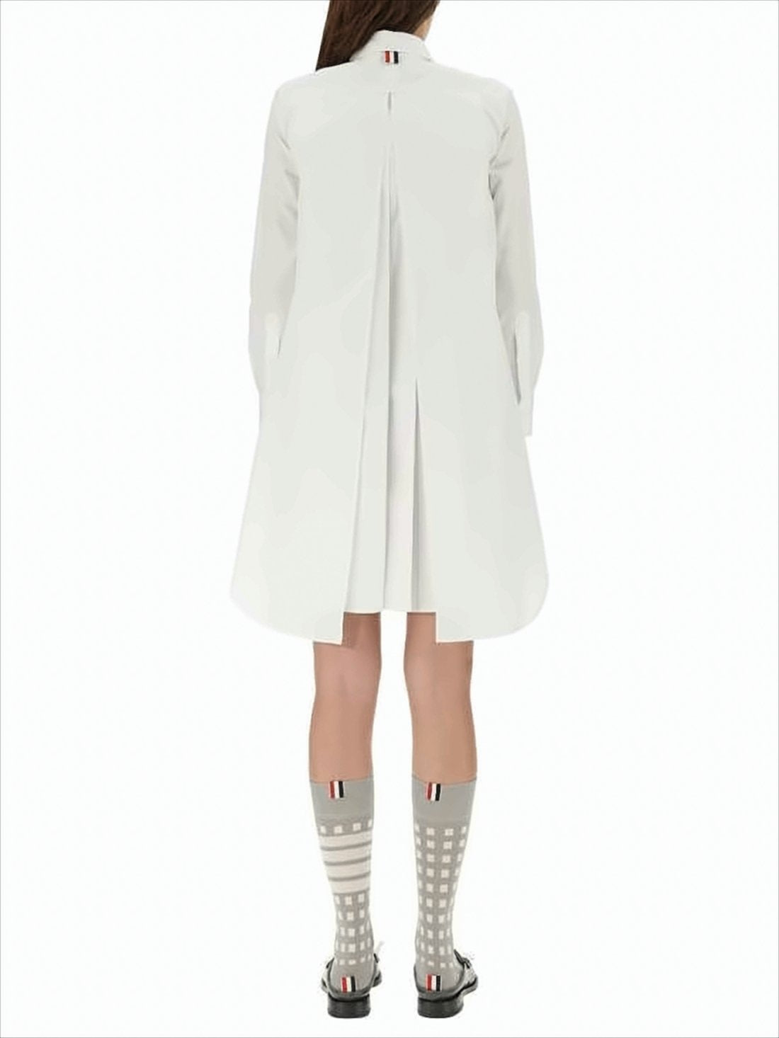 Classic Button-Down Midi Dress with Curved Hem