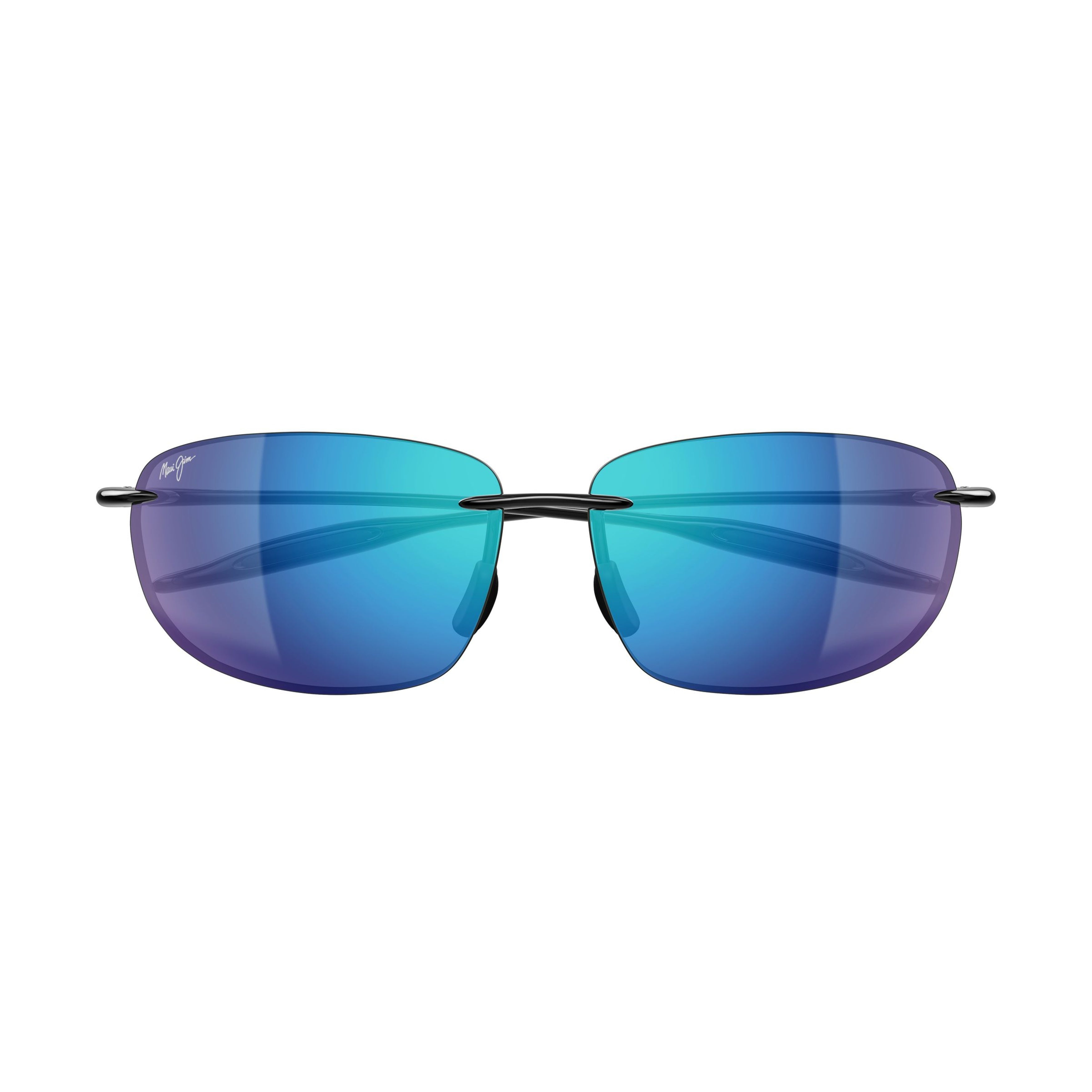 Breakwall Rimless Sunglasses with Rectangular Blue Mirrored Lenses