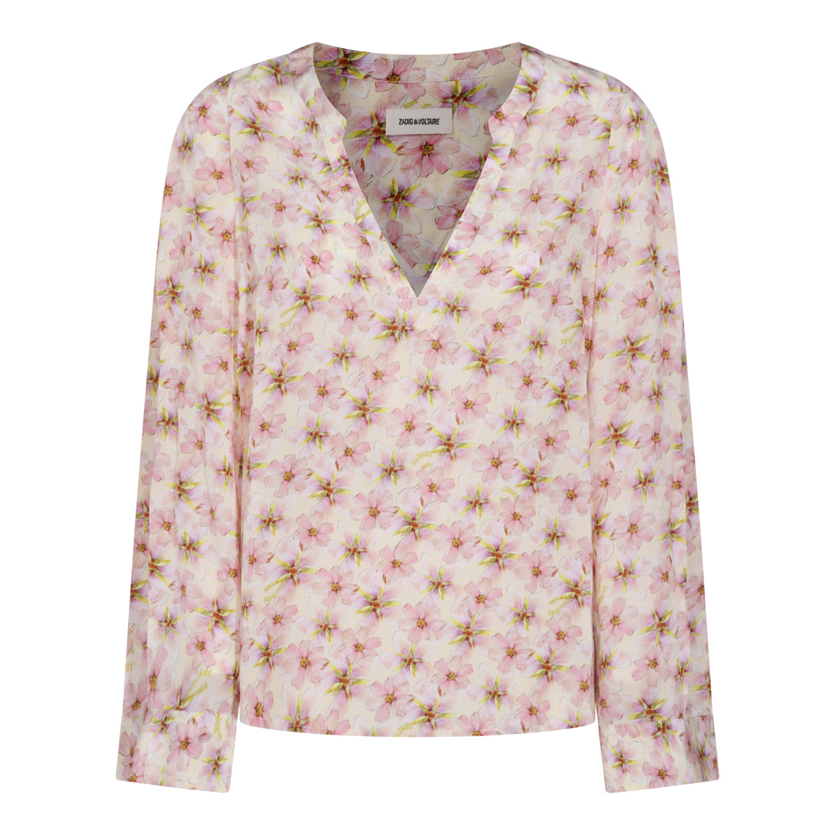 Floral-Patterned Long-Sleeved Viscose Top