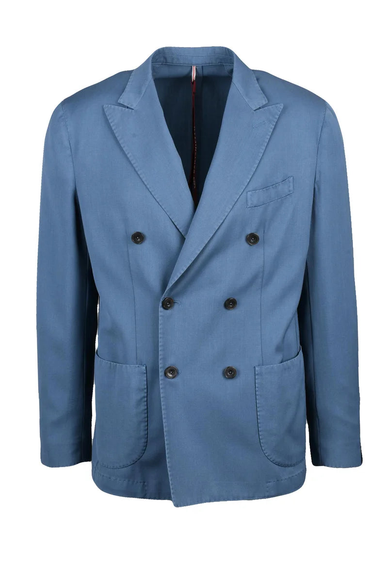 Double-Breasted Wool Blazer - Blue