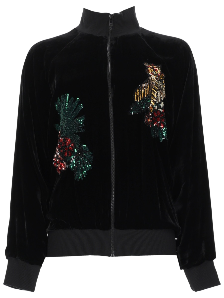Black Velvet Jacket with Colorful Sequin Embellishments