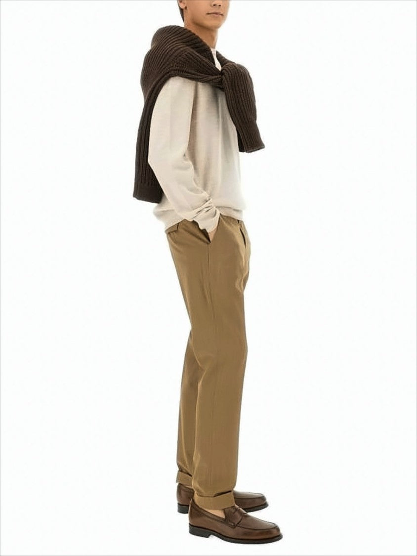 Tailored Brown Suit Pants With Straight-Leg Silhouette