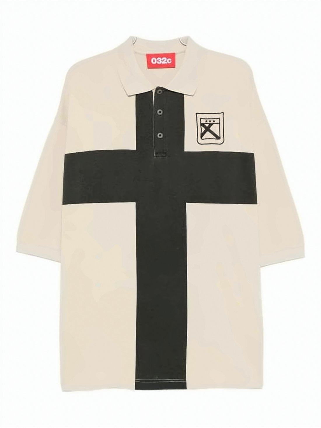 Short-Sleeved Polo Shirt With Bold Cross Design