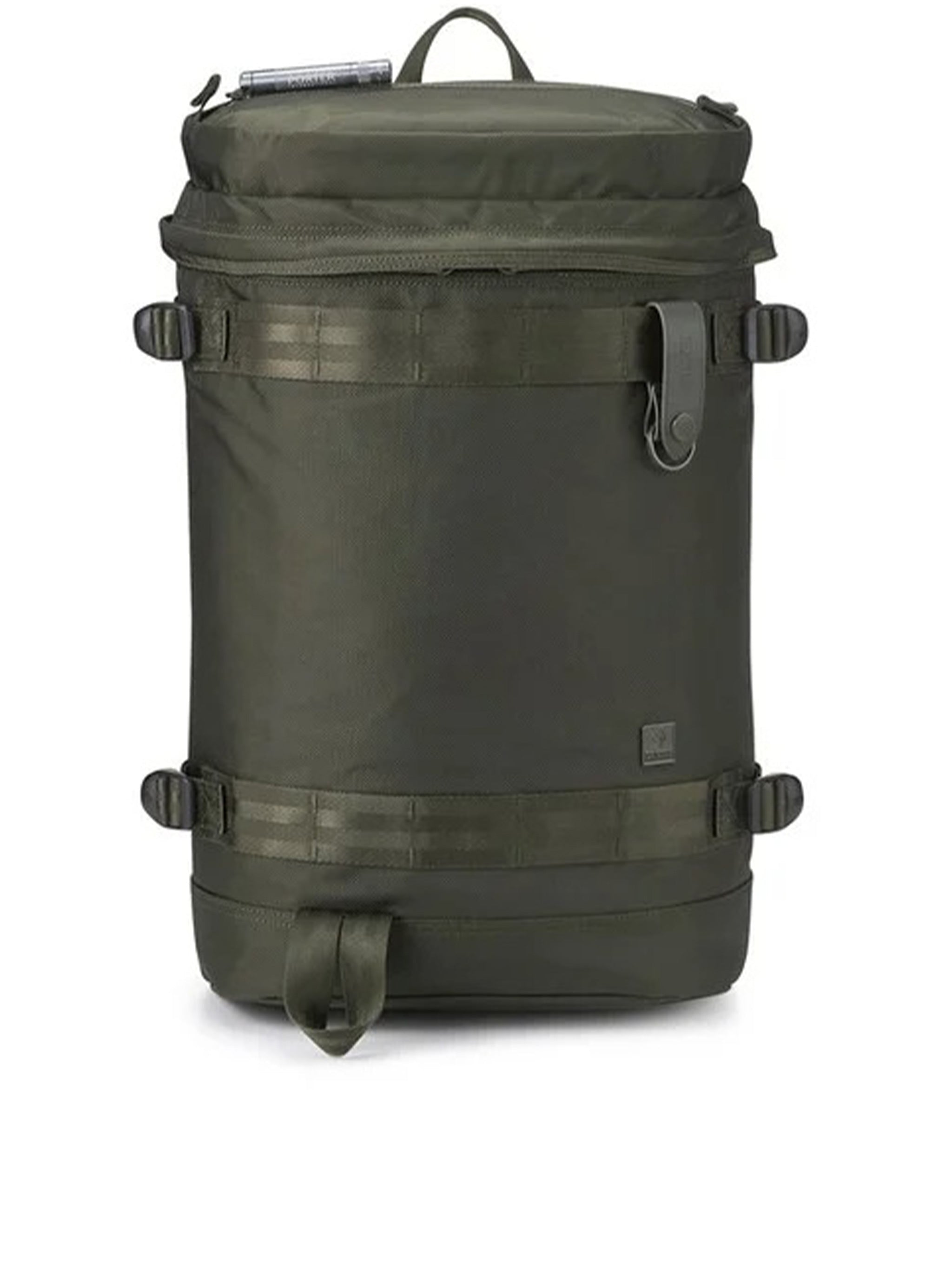 Olive Green Backpack Boxy Structured Nylon Backpack