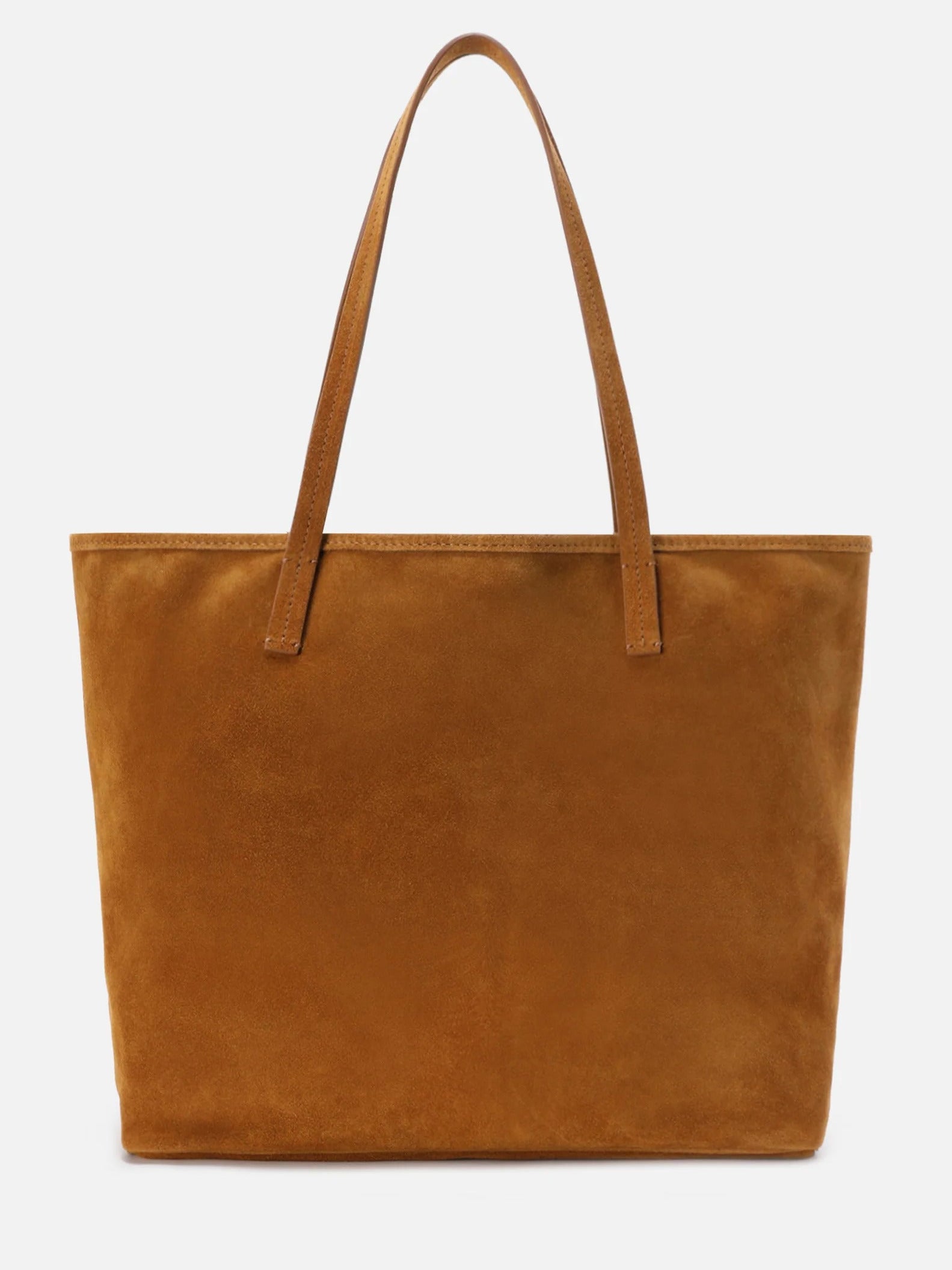 Spacious Brown Suede Tote Bag with Embossed Logo