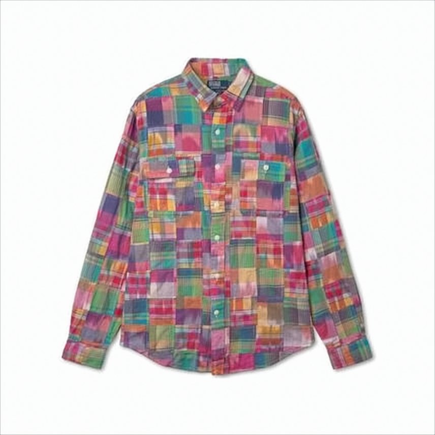 Patchwork Long-Sleeve Casual Shirt with Classic Collar