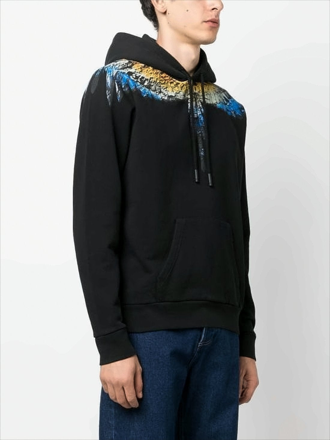 Winged Print Hooded Sweatshirt with Kangaroo Pocket