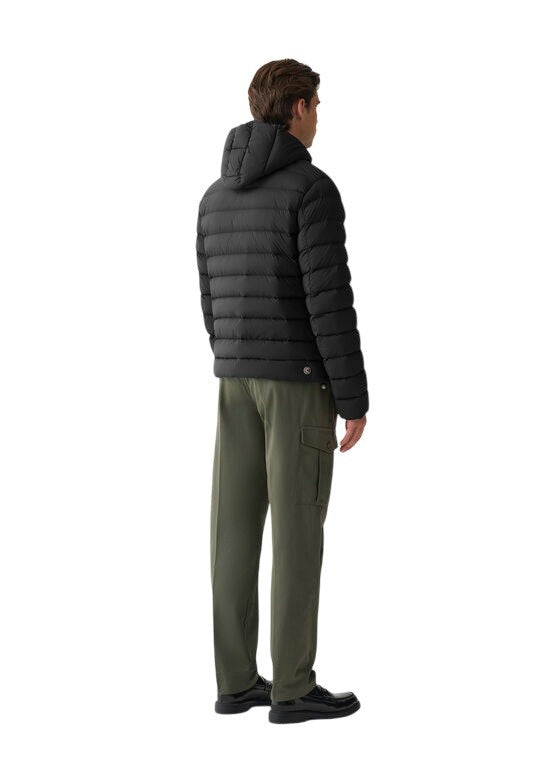 Water-Repellent Down Jacket with Snap-Button Collar