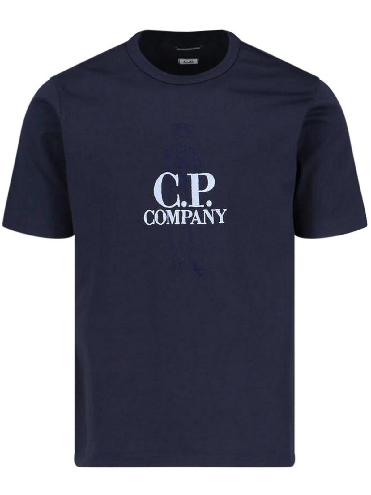 Short-Sleeved Blue T-Shirt with Logo Print