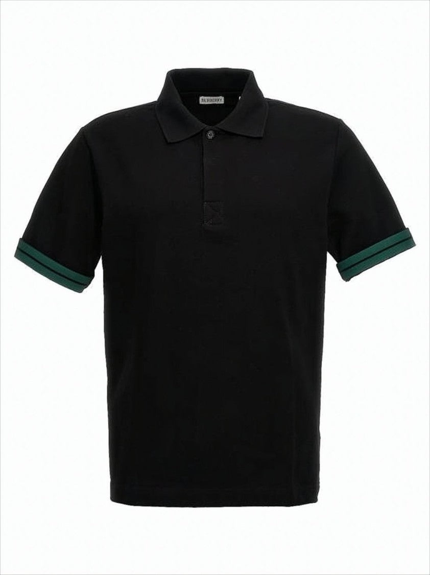 Classic Black Polo Shirt With Contrasting Stripe Details