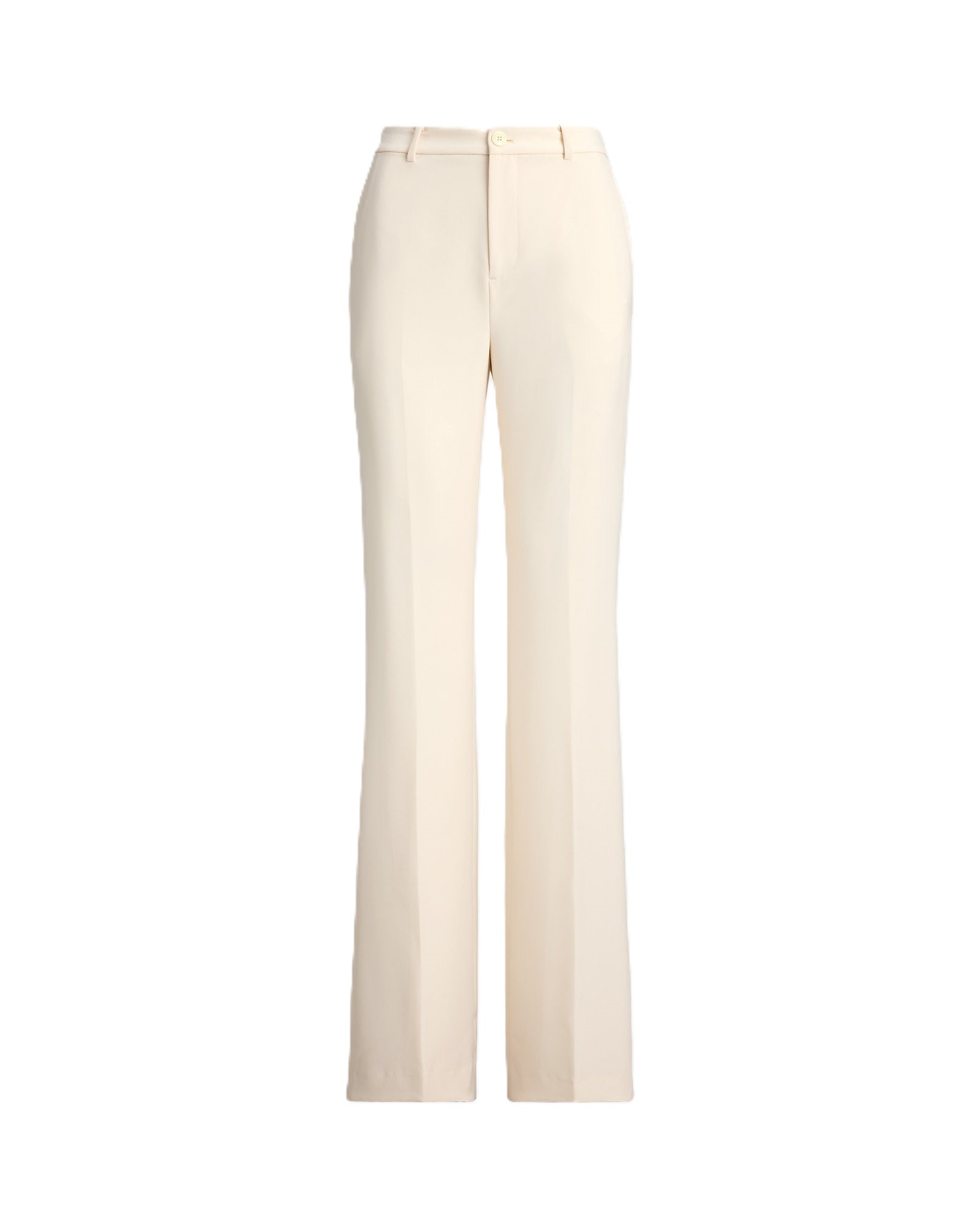 Natural Woven City Crepe Straight Trousers