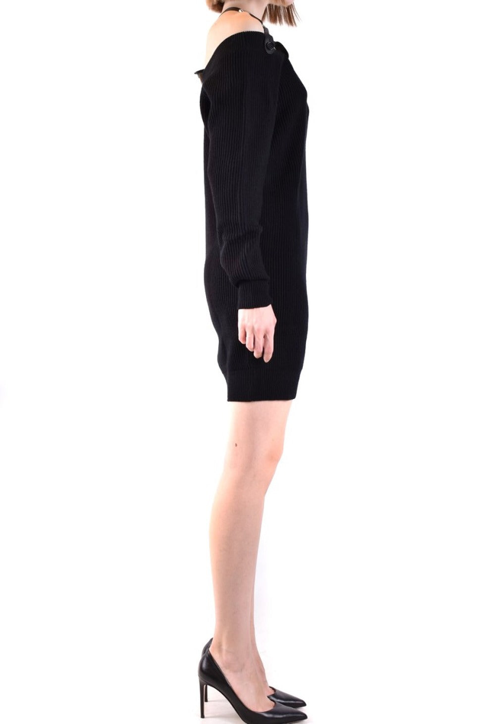 Off-Shoulder Wool Dress With Statement Harness Detail