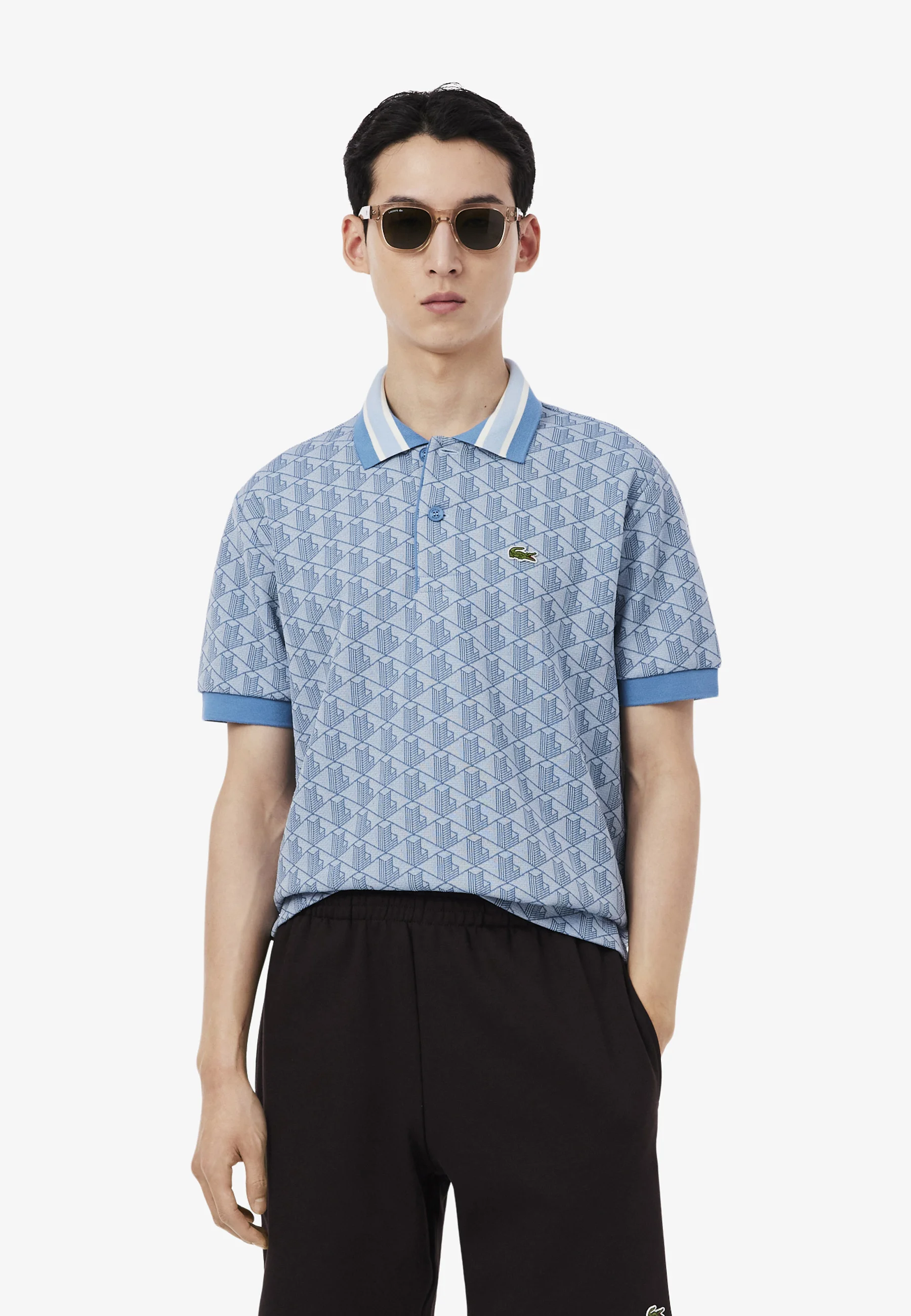 Light Blue Monogram Jacquard Polo
