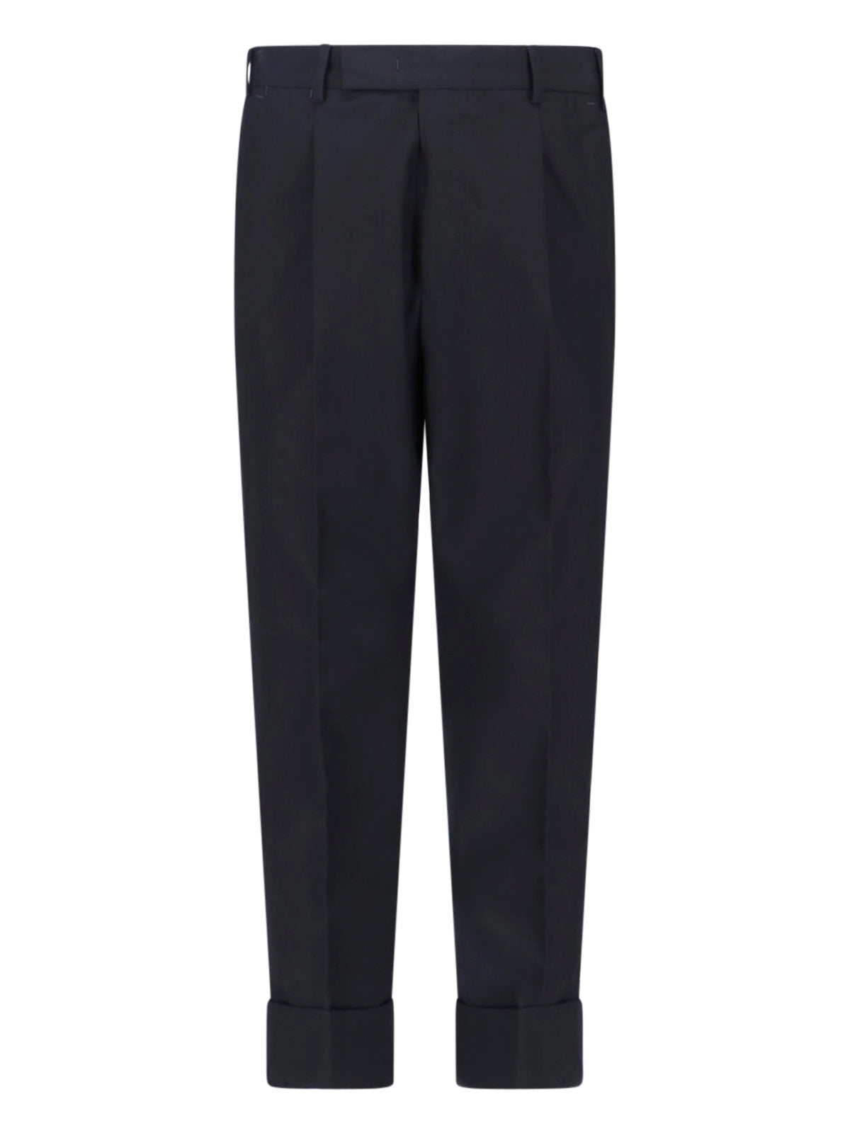 Black Tailored Pleated Virgin Wool Trousers