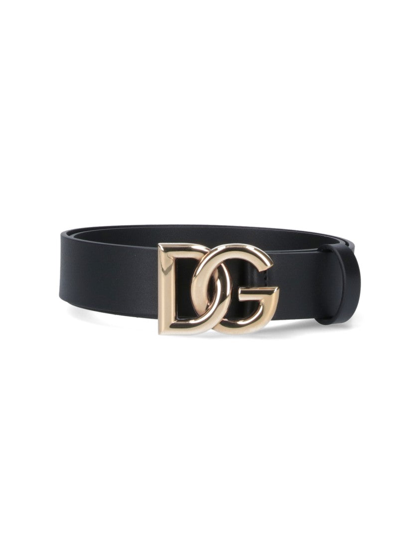 Black Belt With Gold-Tone Logo Buckle