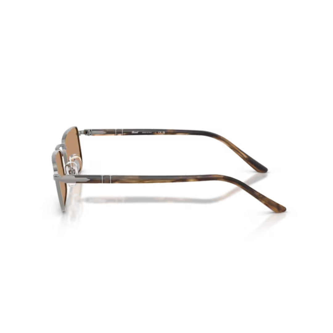 0po1025s Rectangular Metal Sunglasses with Tortoiseshell Temples