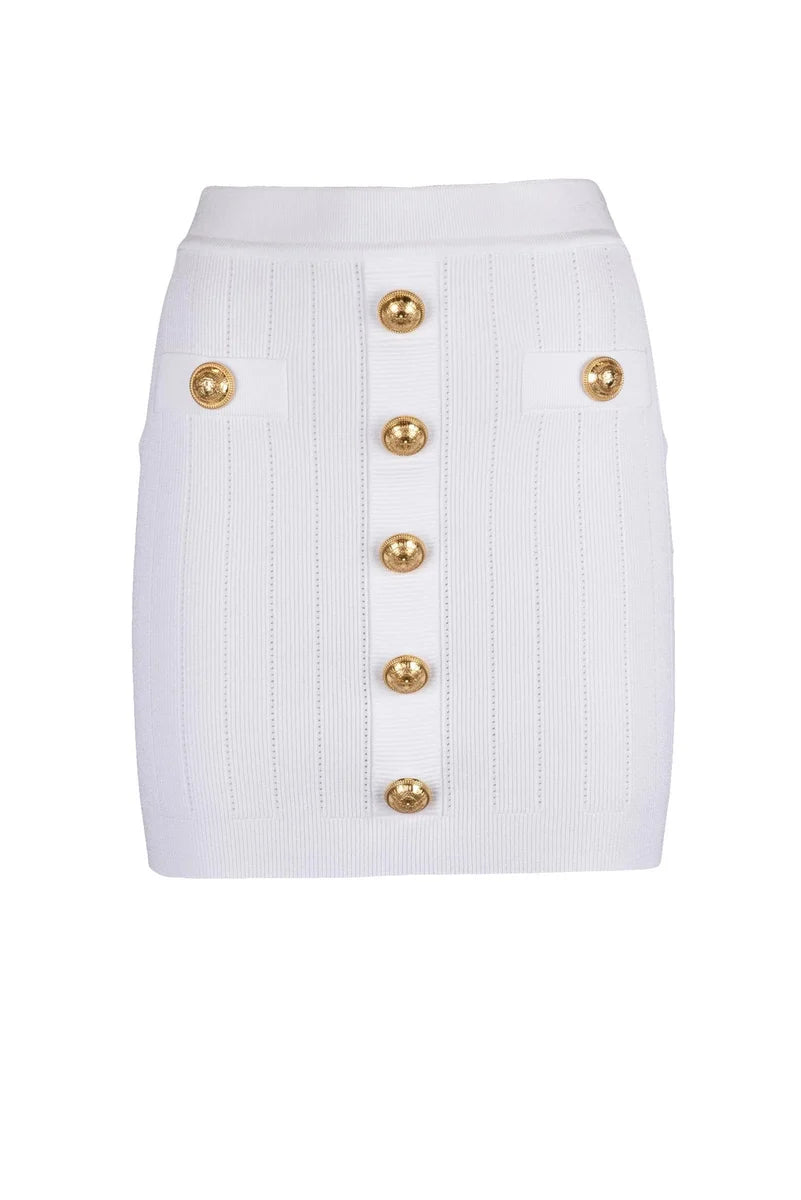 Knit Mini Skirt - White