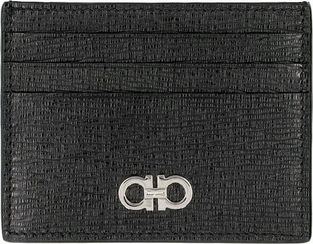 Textured Leather Cardholder with Polished Logo Detail