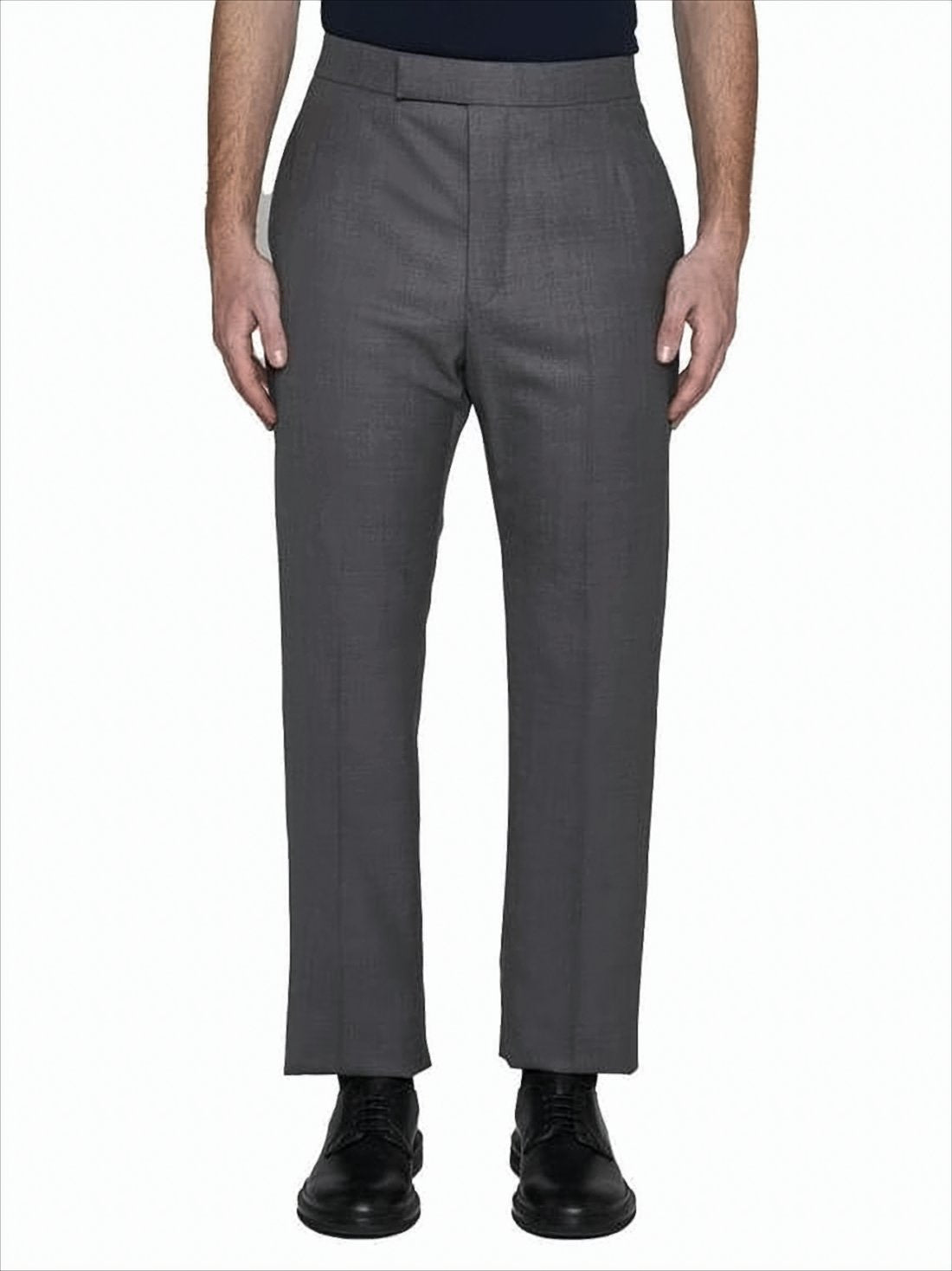 Tailored Grey Wool Straight Pants with Refined Fit