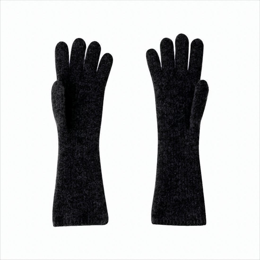 Textured Long Gloves with Subtle Logo Detail