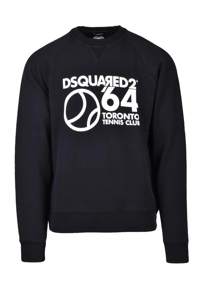 Cotton Crew Neck Sweatshirt - Black