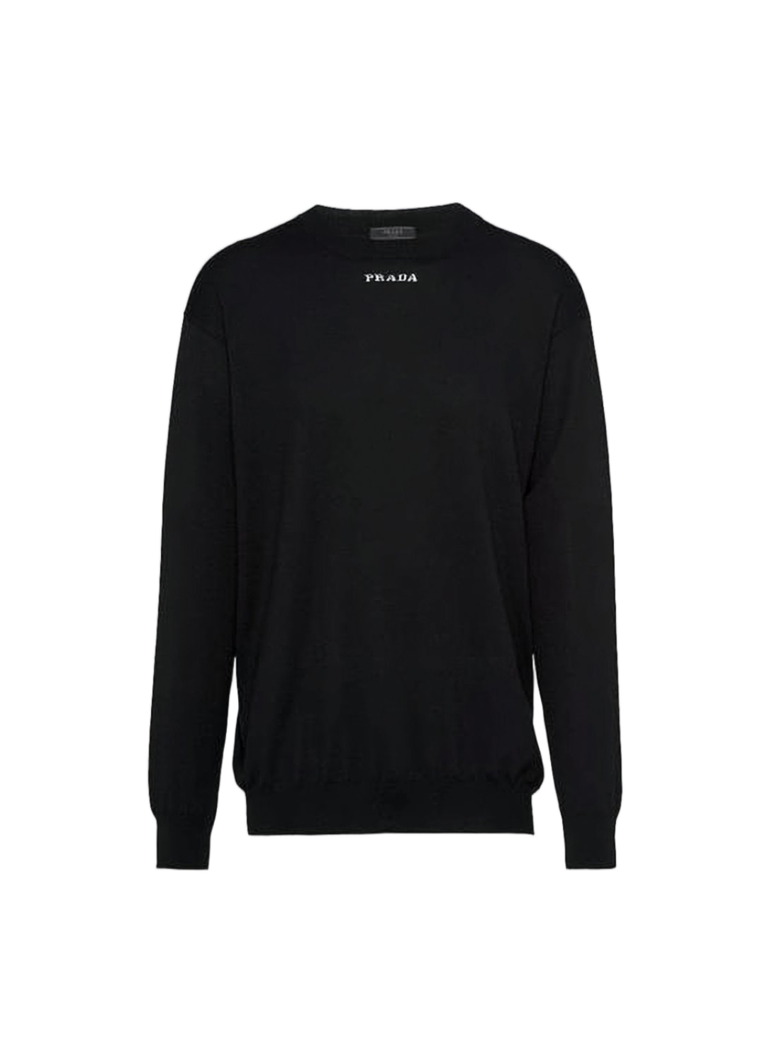 Black Cashmere Crew Neck Sweater With Ribbed Cuffs