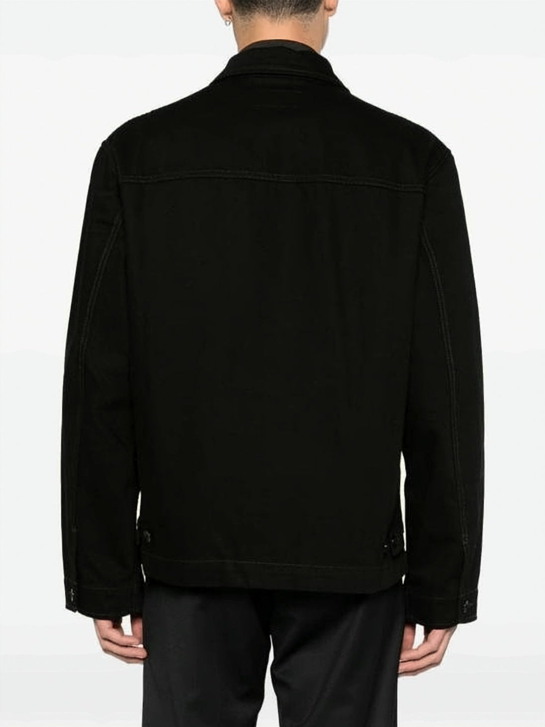 Boxy Black Jacket with Classic Collar and Flap Pockets