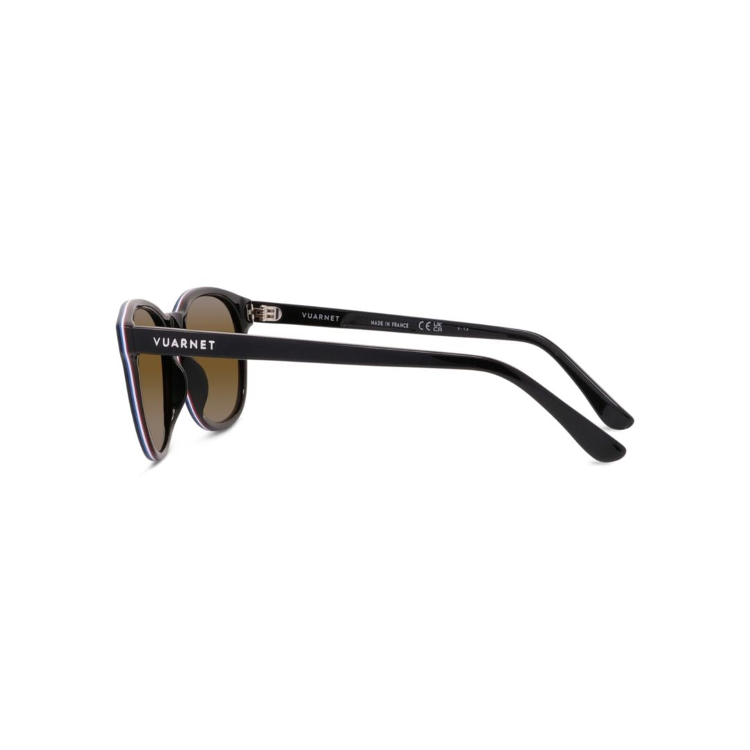 Vu40011i Rounded Frame Acetate Sunglasses with Brown-Tinted Lenses
