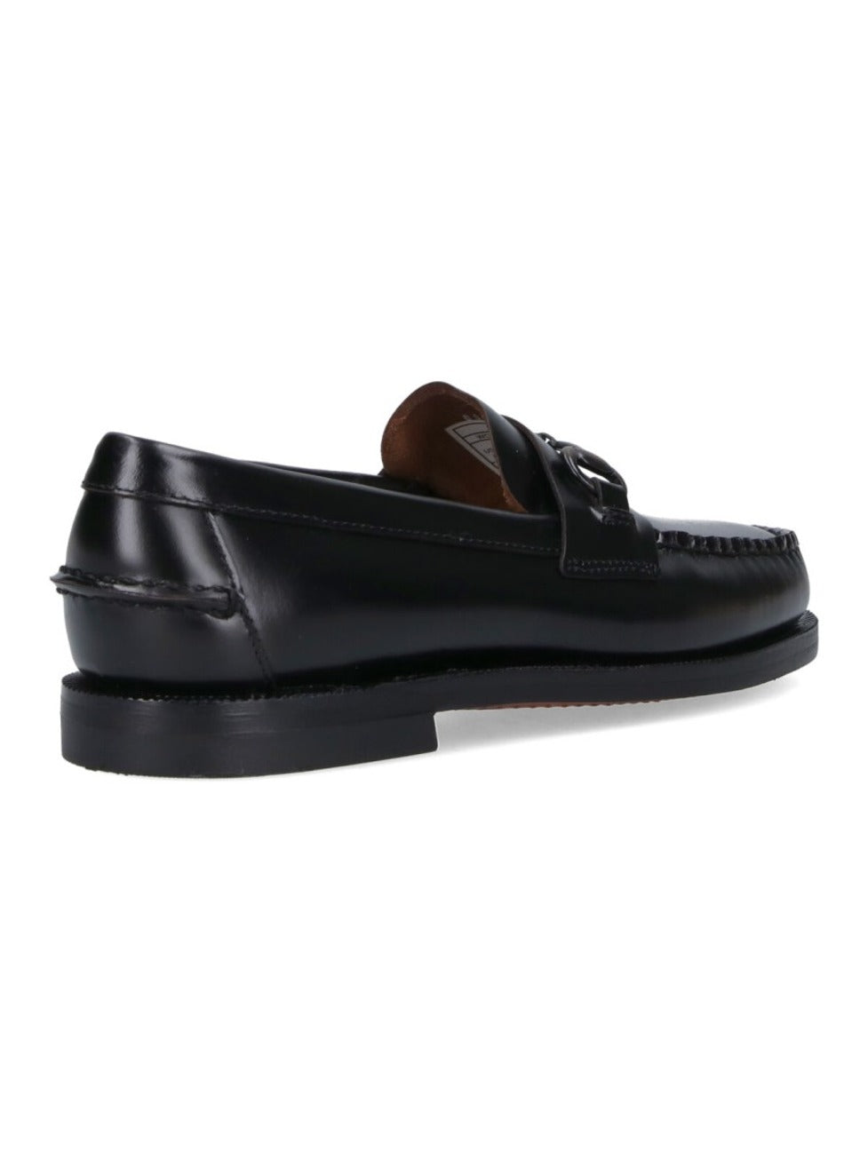 Moccasin-Style Black Leather Flats