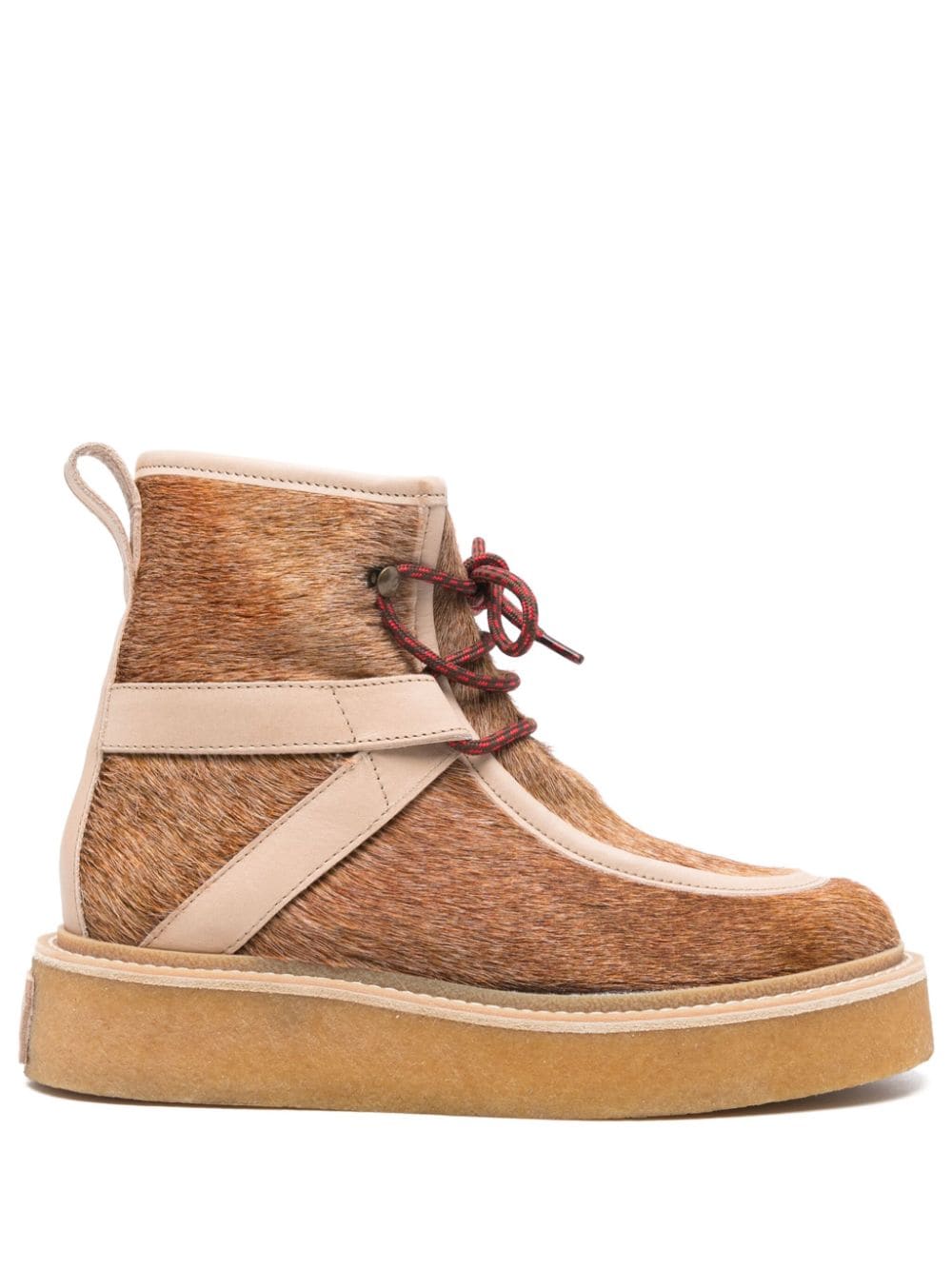 Tobacco Brown Calf Hair Ankle Boots