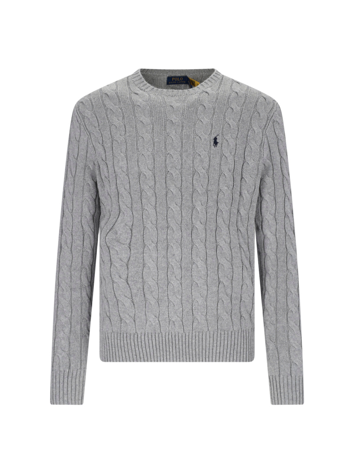 Grey Textured Knit Crewneck Sweater