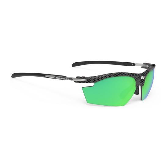 Sporty Semi-Rimless Sunglasses with Green Mirrored Lenses