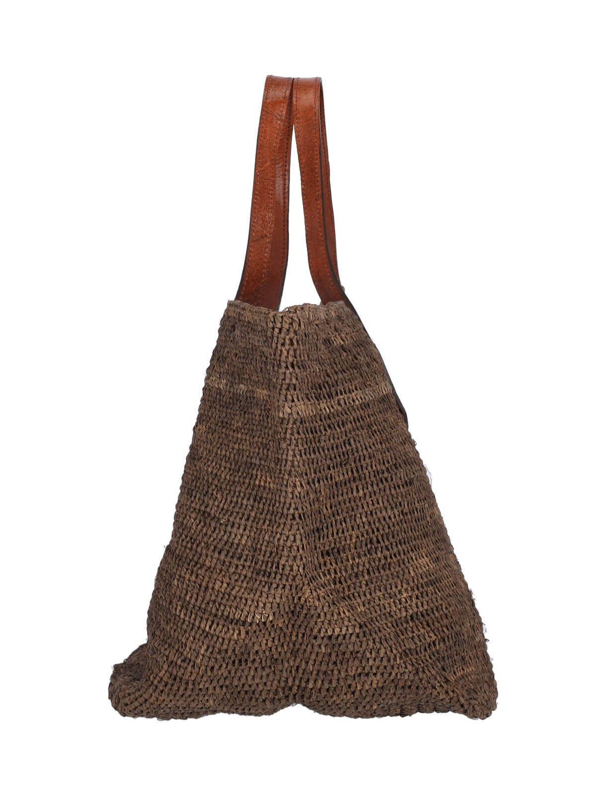 Medium Brown Handbag With Structured Silhouette And Flap Closure