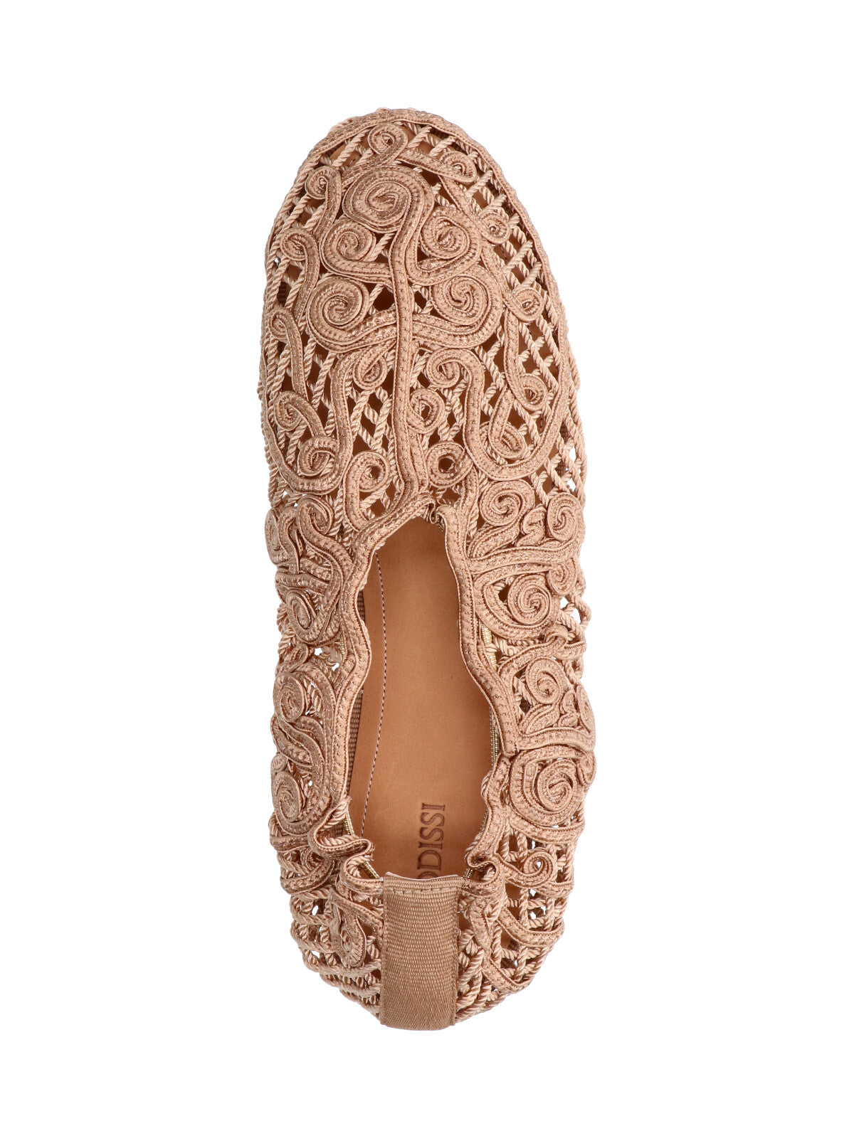 Neutral Pointed Toe Woven Lattice Flats