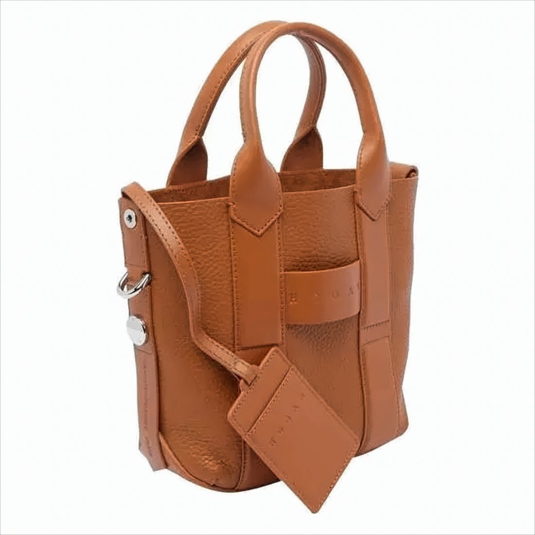 Structured Dark Tan Leather Shopping Bag
